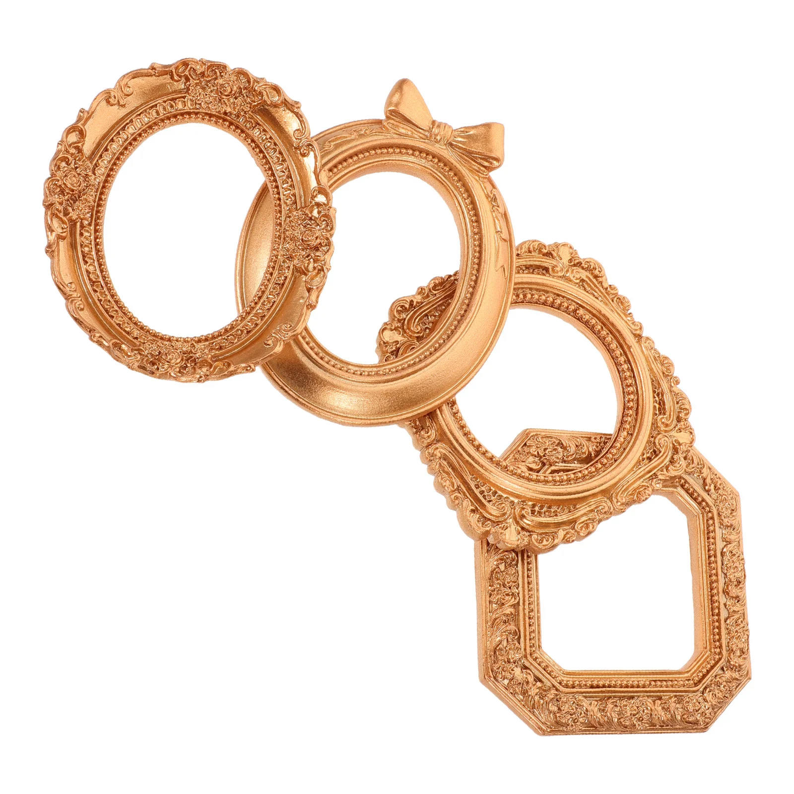 

4pcs Vintage Resin Picture Frames Mini Photo Holder For Diy Jewelry Display Photography Decor Golden Retro Desktop