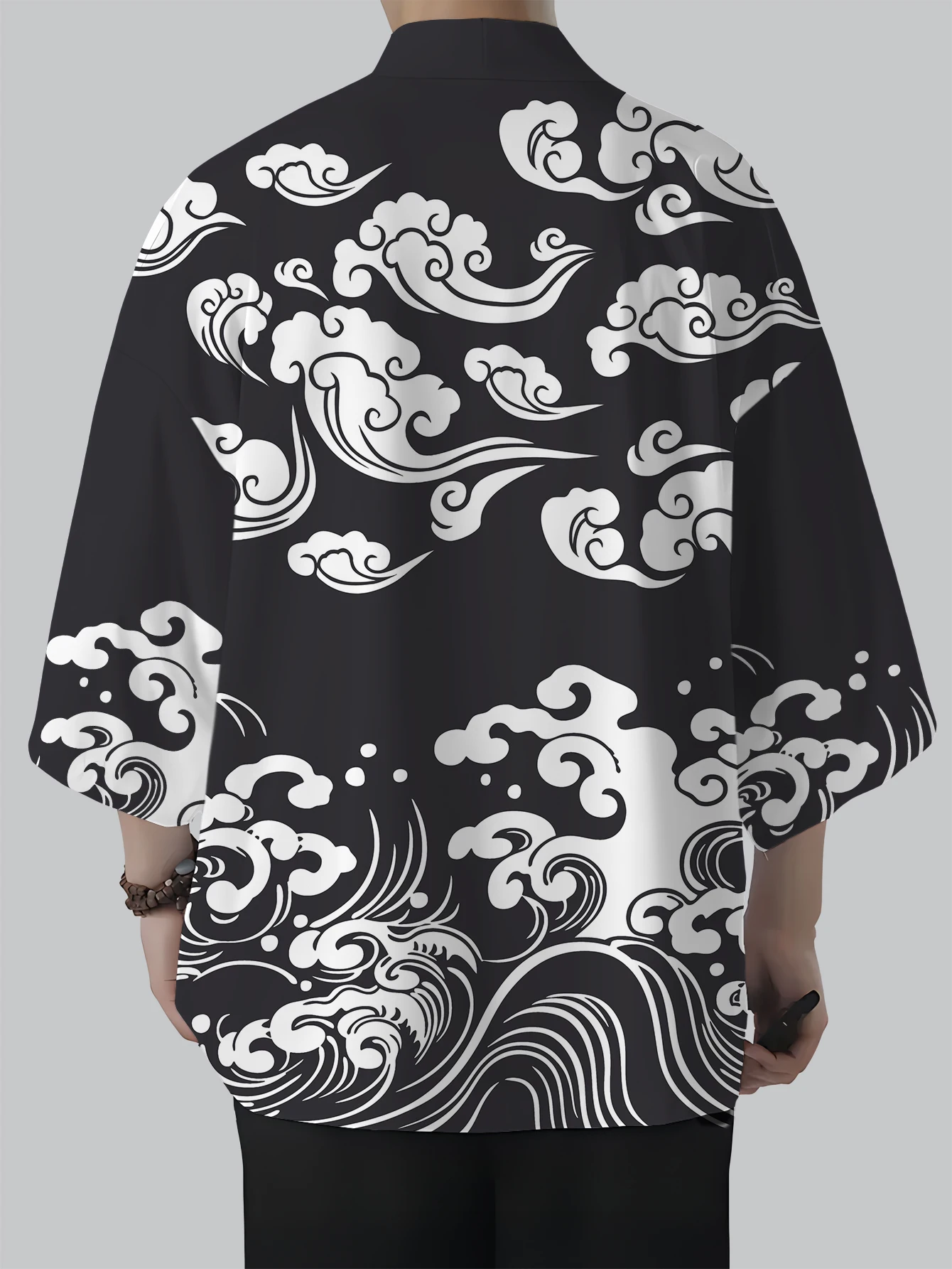 

Japanese Samurai Cardigan Kanagawa Wave Print Haori Women Men Harajuku Kimono Cosplay Tops Blouse Yukata Clothing