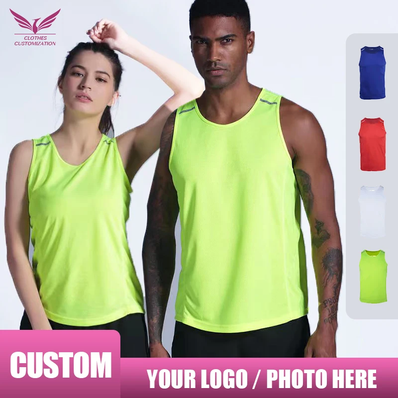 Custom fitness clothing men sportwear undershirt print logo mens gym stringer tank top woman Running vest