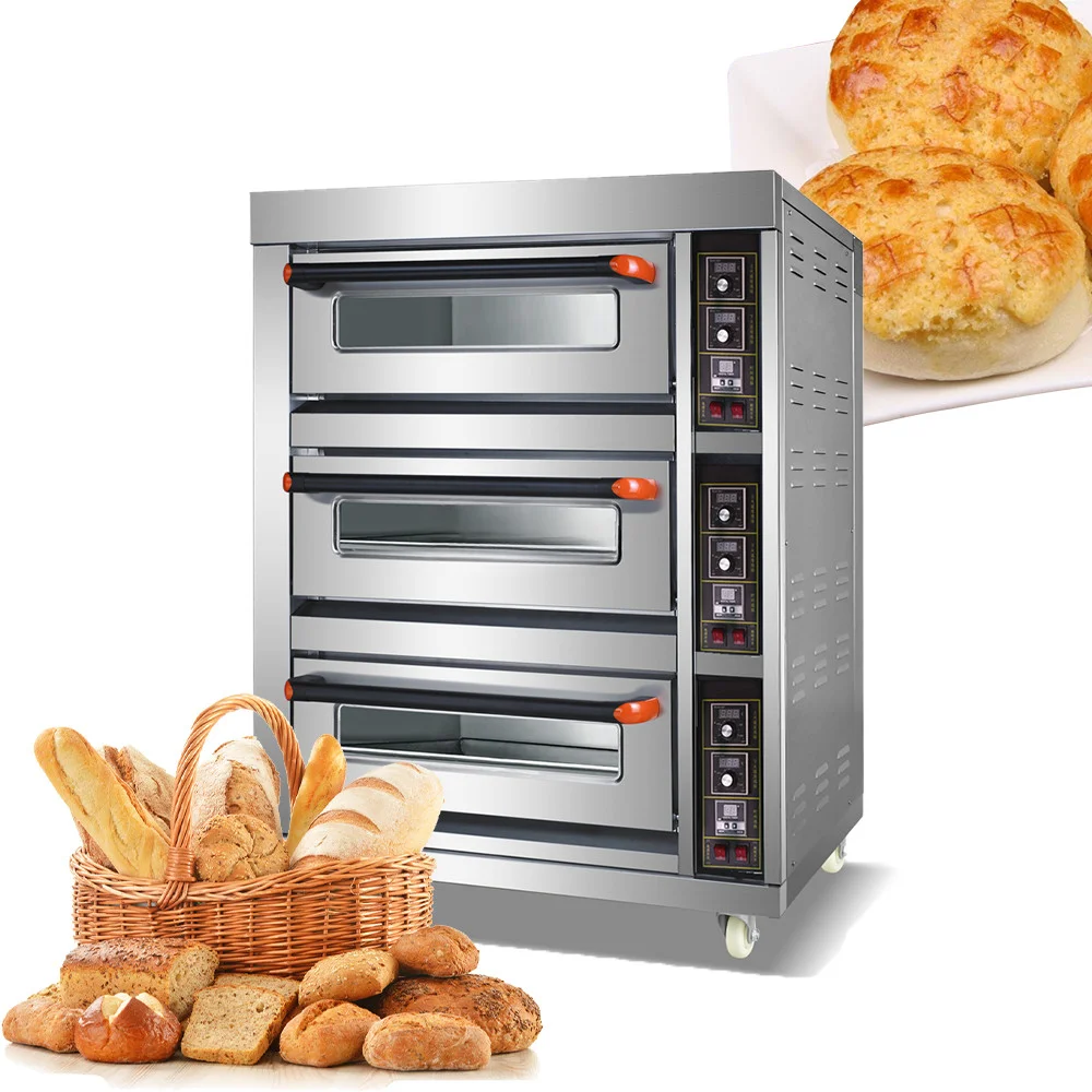 Electric Oven 3 Decks 3 Trayst Electric Pizza Baking Oven Bakery Bread Making Machine Hot Seller