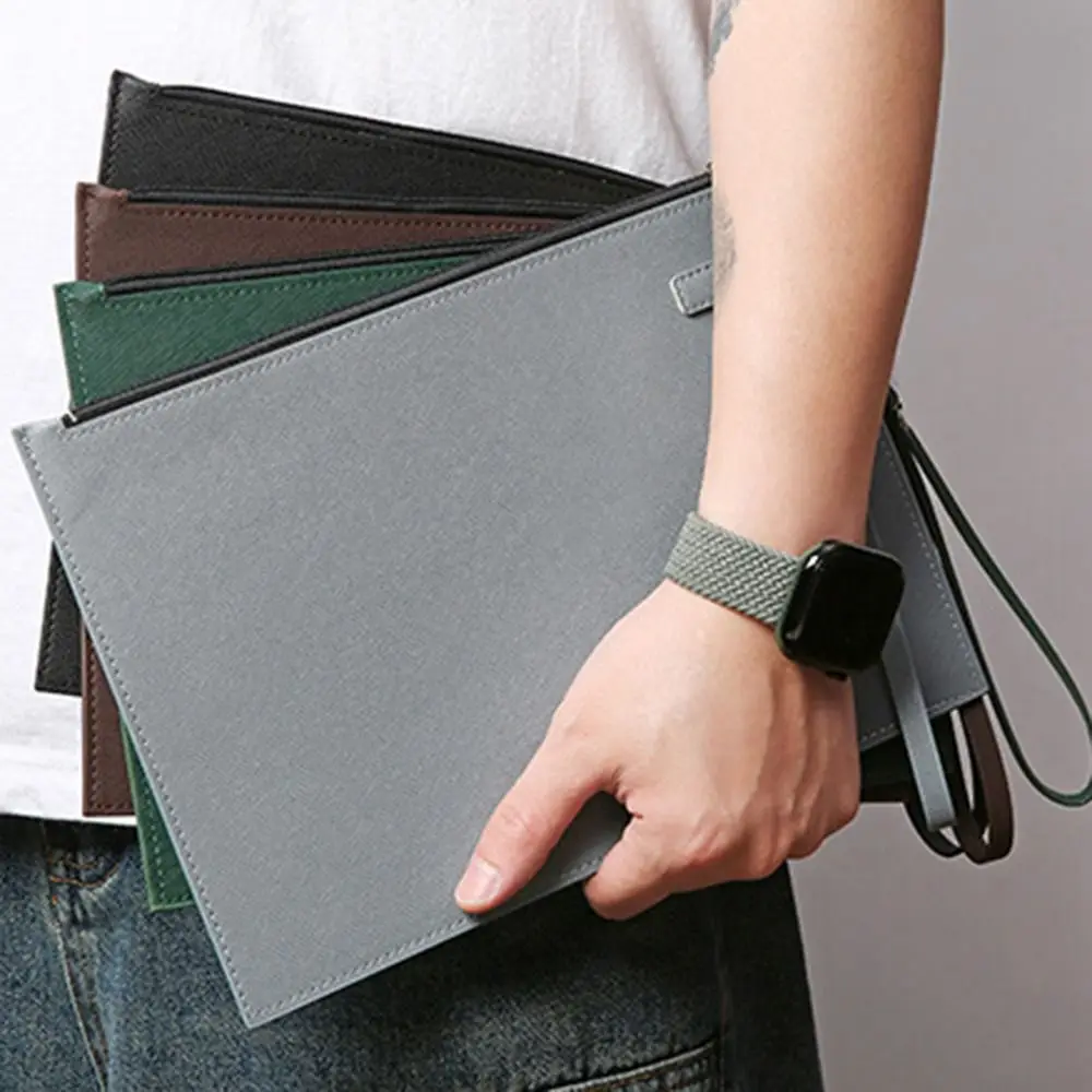 

Large Capacity A4 Imitation Leather File Folder Simple Thickened Business Document Bag Portable Waterproof File Storage Bag