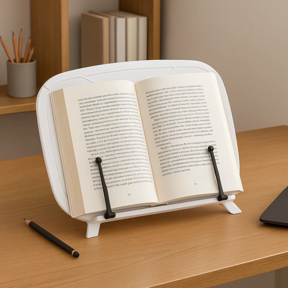 

Simple Adjustable Reading Book Stand Foldable Elastic Page Clips Desktop Riser Sturdy Ergonomic Book Holder Magazines