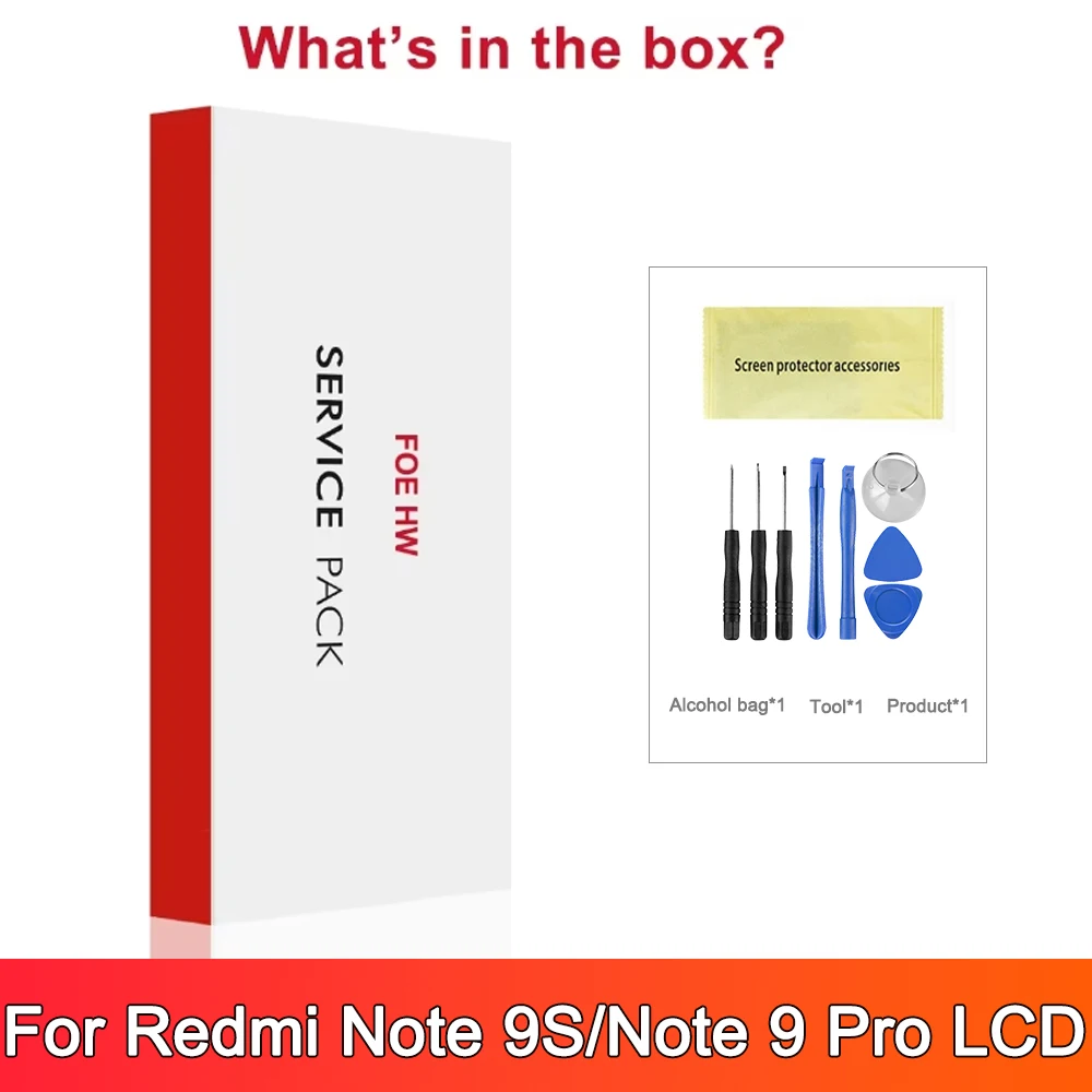 Substituição do conjunto do digitalizador da tela sensível ao toque, Xiaomi Redmi Note 9S, 6.67 \