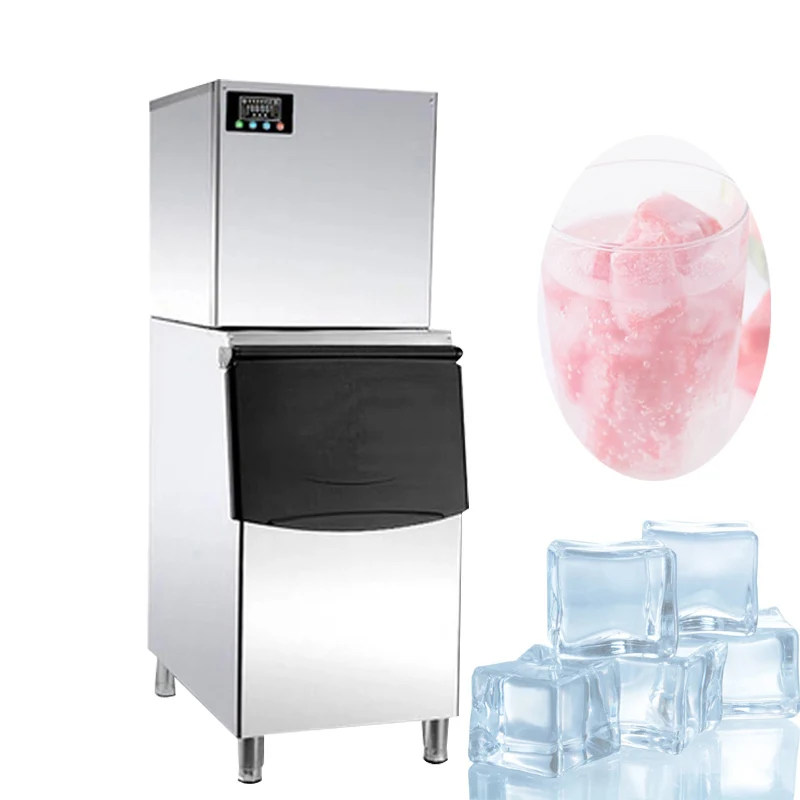 110V 220V  Commercial Ice Maker Machine Air-Cooled With Large Output Of 200kg 300kg 500kg Vertical Square Ice Making Machine