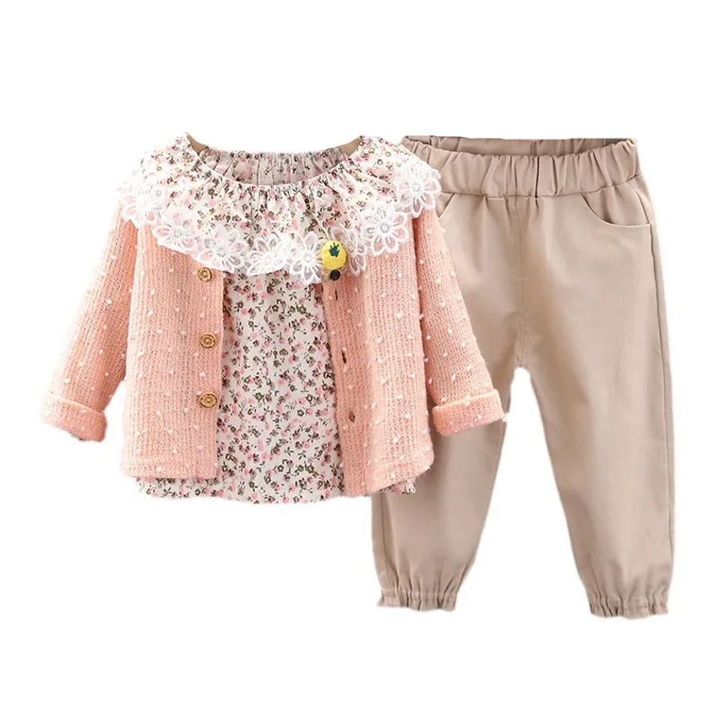 

New Spring Autumn Baby Girls Clothes Suit Children Fashion Jacket T-Shirt Pants 3Pcs/Sets Toddler Casual Costume Kids Tracksuits