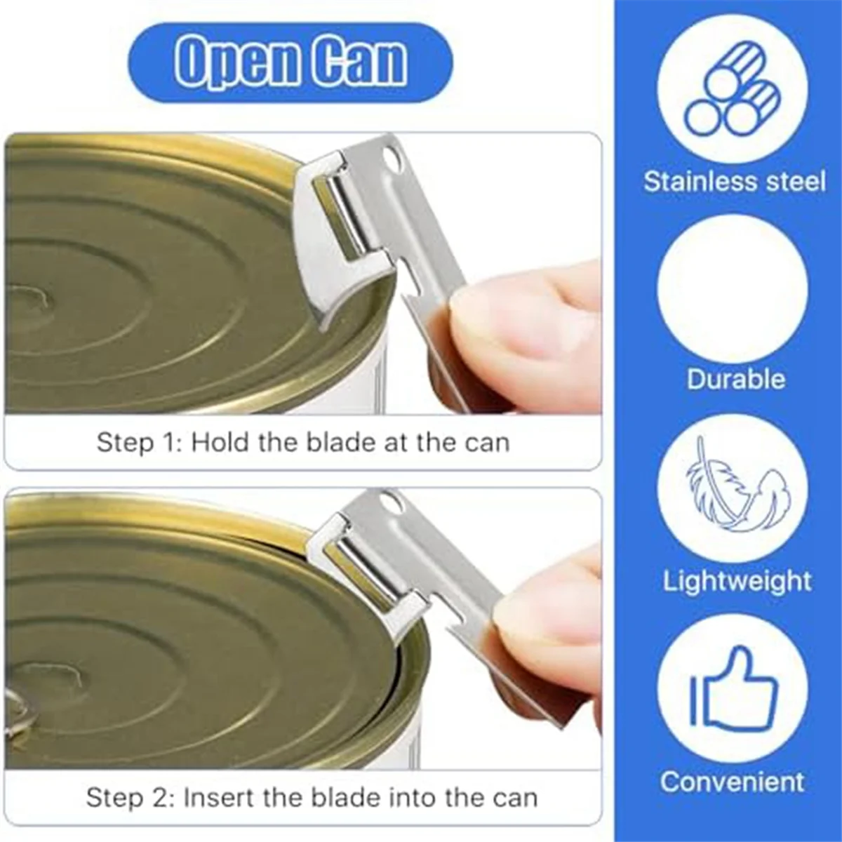 P38 and P51 Can Openers with Key Rings, Stainless Steel Manual Camping Can Opener,Portable Can Opener for Kitchen Travel