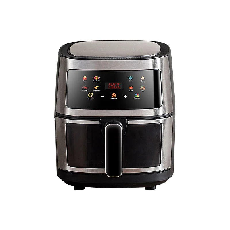 Cross-border Stainless Steel Electric Air Fryer Household New Smart Large-Capacity Visual Non-Turning Oil-Free