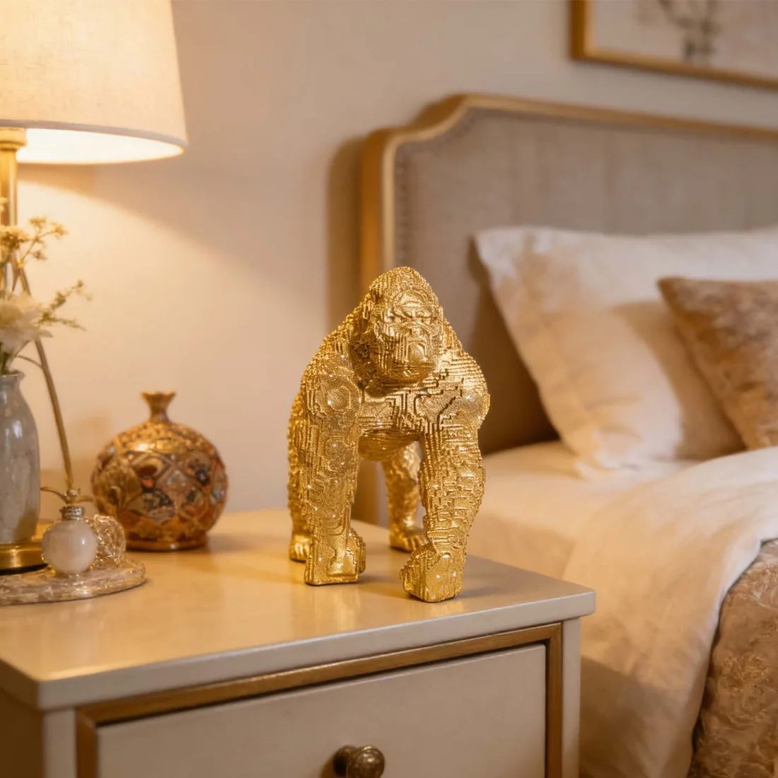 

Статуэтка гориллы из блестящей смолы, 1 шт., современный декор для дома и офиса, подарок в стиле поп-арт