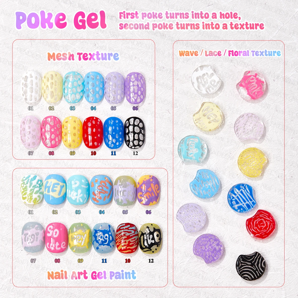 vendeeni Newest Product 12Colors Poking Gel Polish Multiple Use Lace Gel Nail Polish OEM Free Design 5G Poke Gel Nail Art Suppli