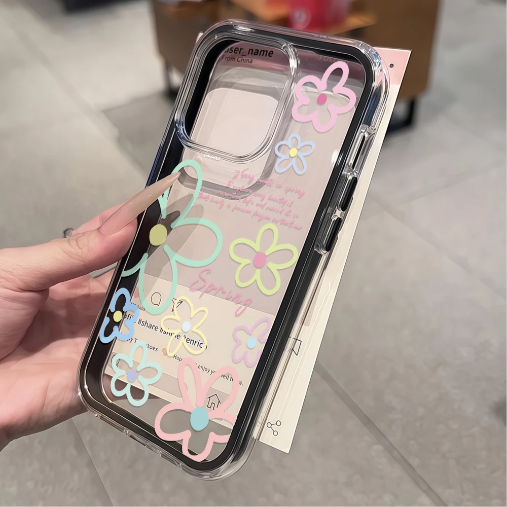 Frühlingshaftes, farbenfrohes Blumenmuster, durchsichtige Handyhülle für Galaxy A57 A37 A55 A54 A36 A35 5G S25 S24 S23 S22 Plus S26 Ultra FE 5G Cover – Detail 3