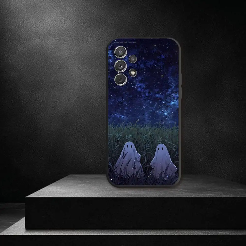 Чехол для телефона H-Halloween Cute Ghost для Samsung S 25,24,23,22,30,21,10,9,Ultra,Plus,Lite,FE,4,5G, черный мягкий чехол
