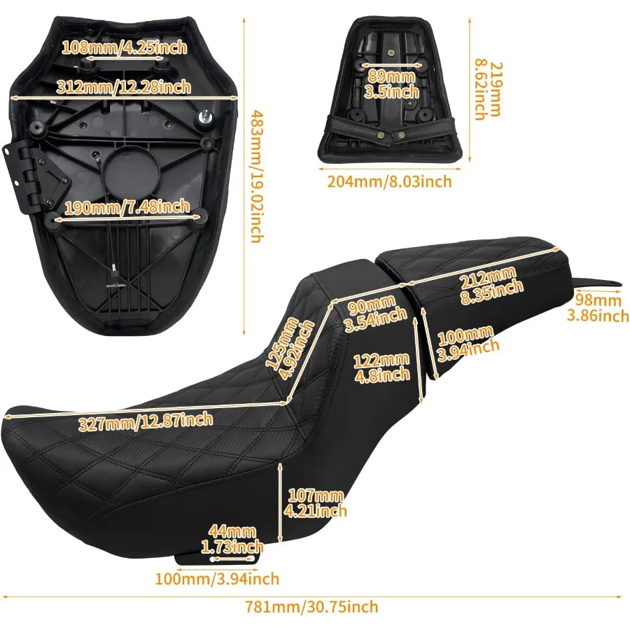 เบาะนั่งหน้าคนขับมอเตอร์ไซค์ เบาะนั่งหลังผู้โดยสาร หนังแท้ แบบชิ้นเดียว สำหรับรถฮาร์เลย์ ไนท์สเตอร์ RH975 RH9