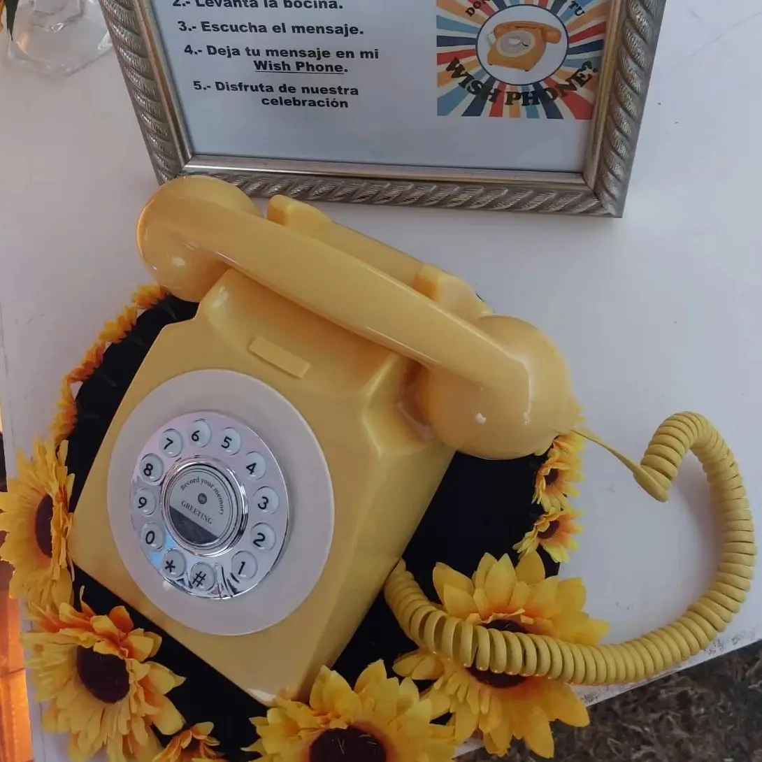 Antique European-style desktop phone for wedding guestbooks and special events with recording function