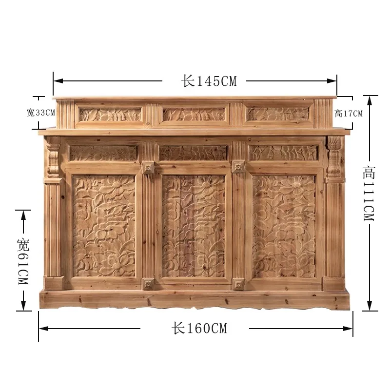 American retro solid wood checkout page restaurant art bar simple old hotel reception desk B & B hotel