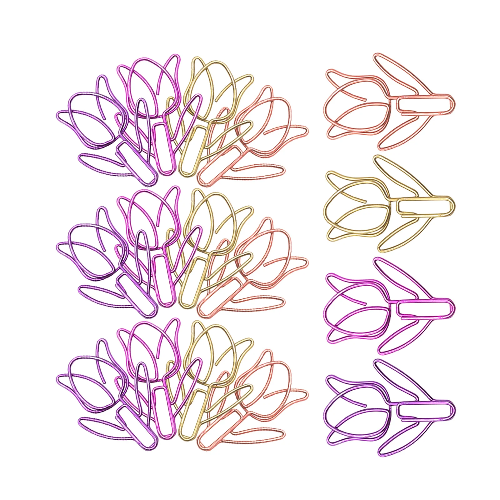 60 قطعة من ورق التوليب المعدني، مشابك مستندات على شكل توليب لتنظيم المكتب والمدرسة، مشابك زخرفية صغيرة متعددة الألوان #6
