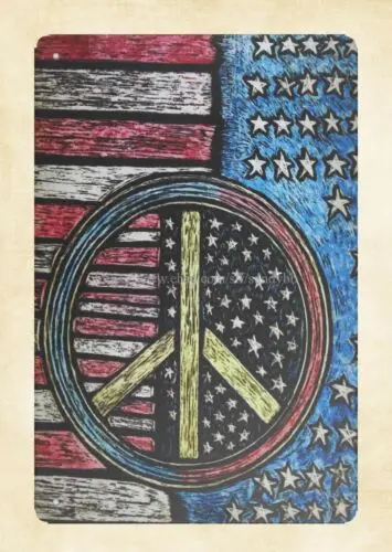 nostalgic outdoor wall art peace sign metal tin sign sign