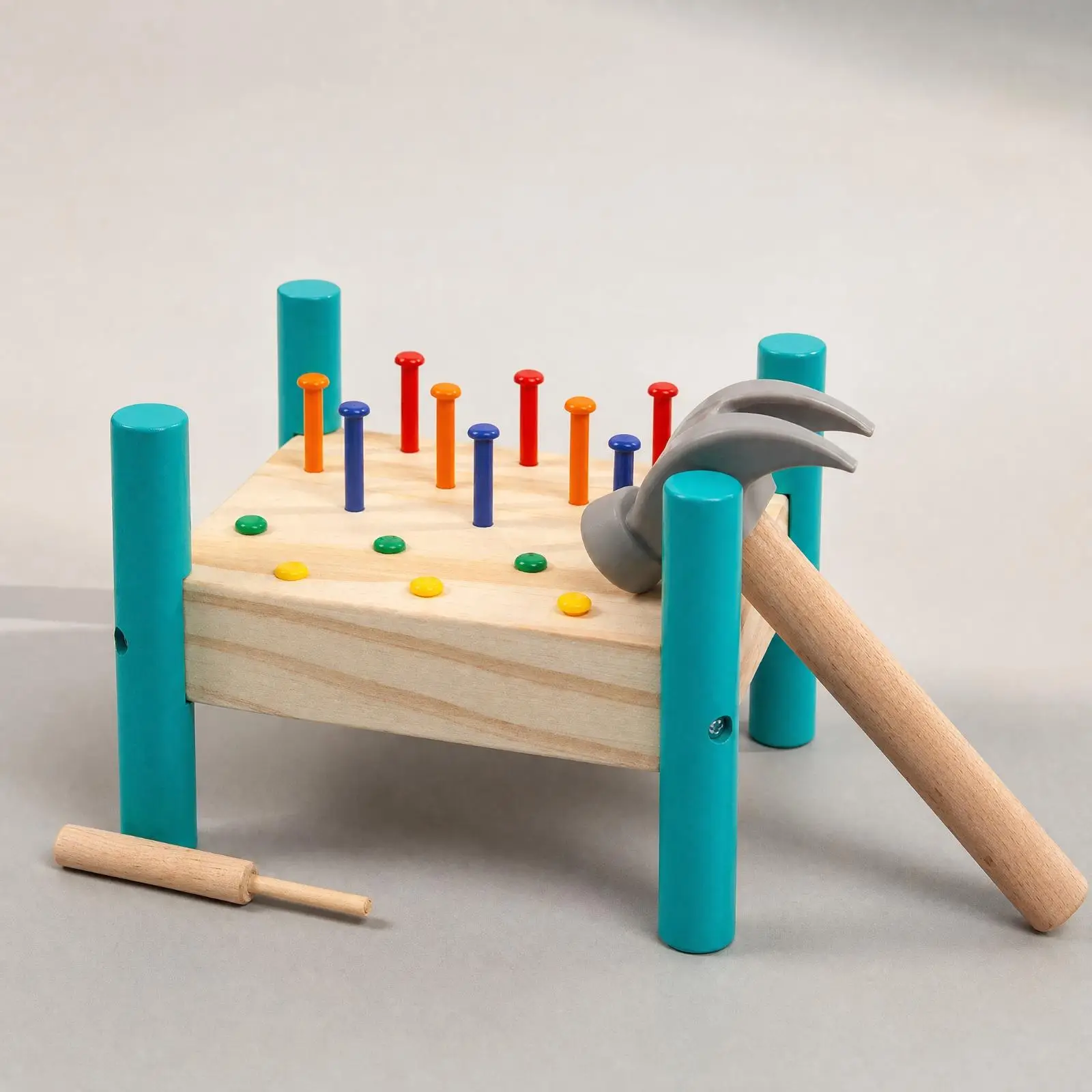 Wooden Hammering Toy with Mallet Developmental Wooden Pounding Toy with Peg