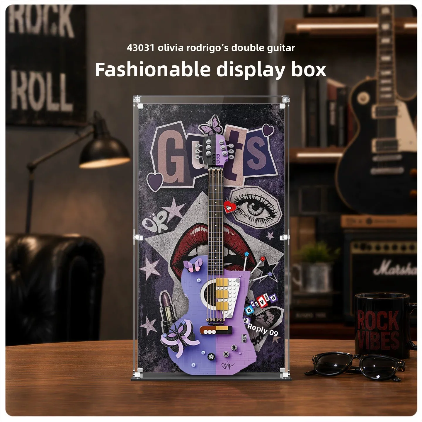 Display Case for Lego 43031 Olivia Rodrigo Dual‑Guitar, High‑Transparent Storage Box