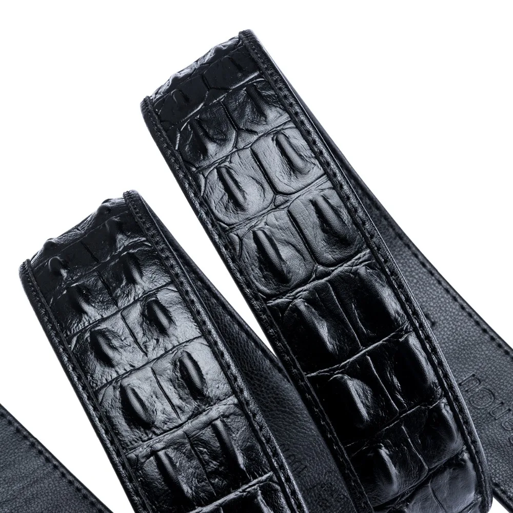 Hi-Tie – ceinture en cuir véritable de Crocodile, accessoire de luxe de styliste, boucle automatique dorée, noire