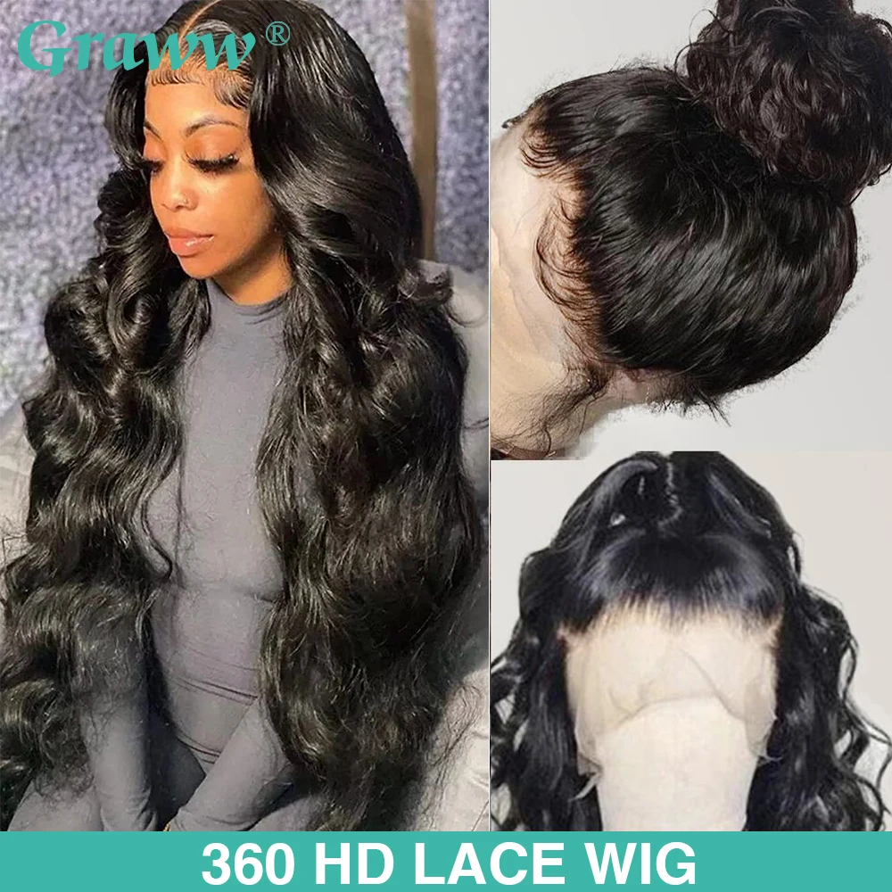 HD Transparent 360 Lace Frontal Wig 13x6 13X4 Body Wave Front Human Hair Wigs For Women 32 34 Inch Brazilian 5x5 Closure Wig