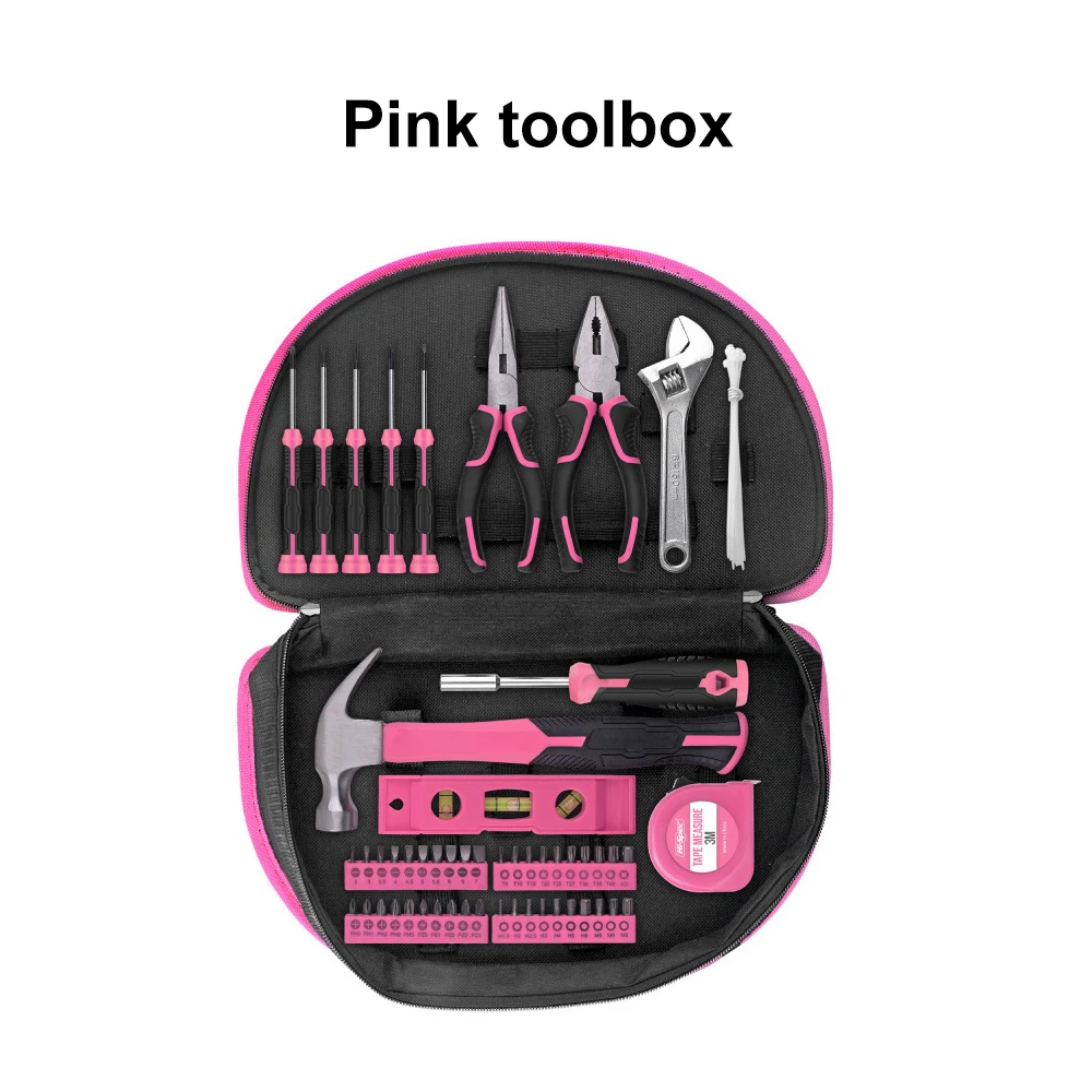 

63PCS Pink Tool Set For Ladies Including Wrenches Screwdrivers And Home Repair Multi-functional Tools Household tools set