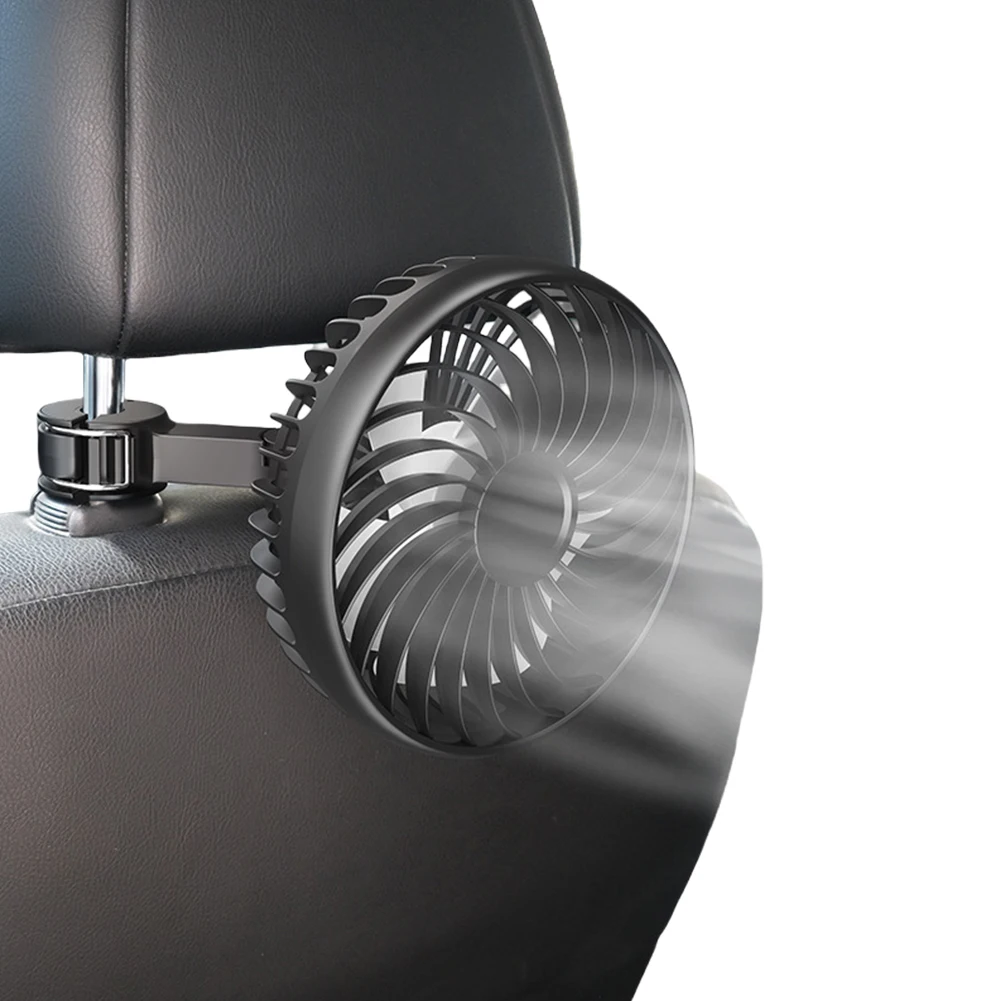 

Вентилятор заднего сиденья с питанием от USB, вращающийся на 360 градусов вентилятор на подголовнике автомобильного сиденья, 3-скоростной охлаждающий вентилятор на заднем сиденье