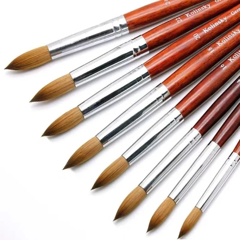 Precision Acrylic Nail Brush Wood Handle Carving Liner Drawing Brushes Imitation Mink Nail Art Brush Beauty Tools