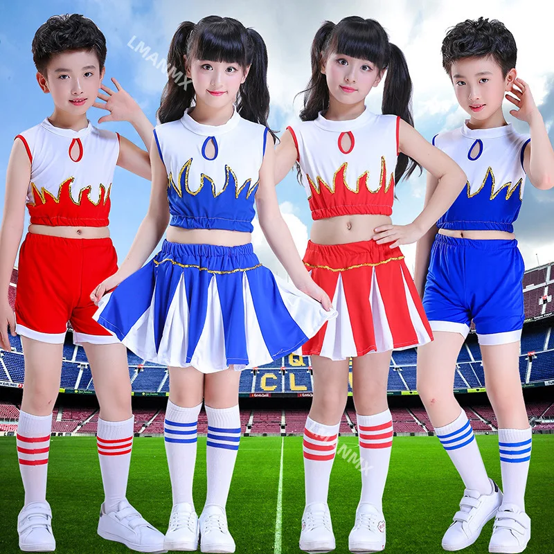 子供用チアリーディングパフォーマンスコスチューム、子供用エアロビクスチアリーディングコスチューム