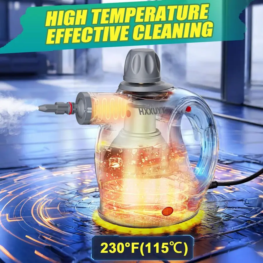 منظف بخار مضغوط محمول مع 13 قطعة من باخرة محمولة للتنظيف، منظف بخار متعدد الأغراض للسيارة المنزلية