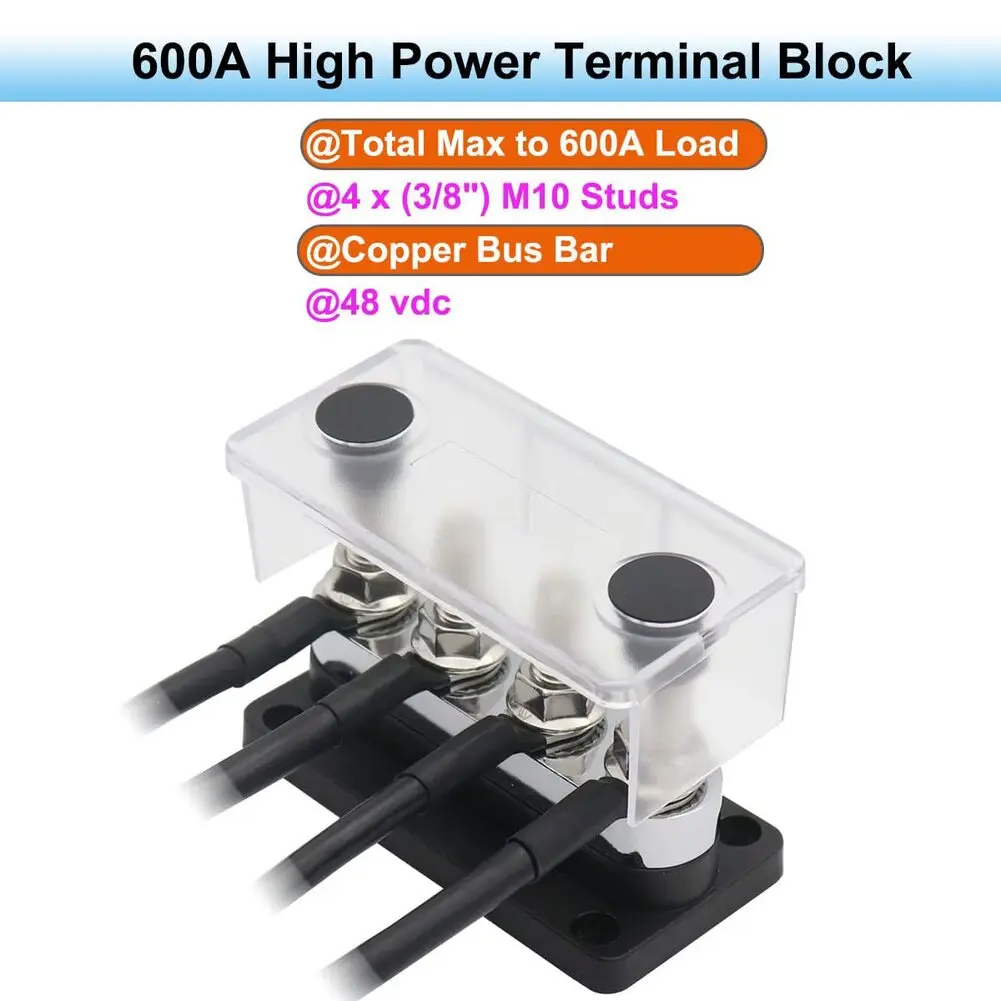 Battery Terminal Block 102*50*68mm 600A Distribution Block Compatible With 12-48V DC Systems Battery Management Systems