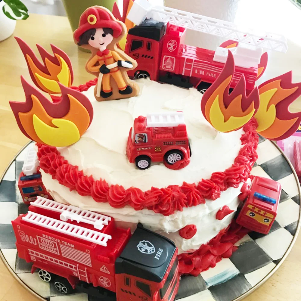 Acryl Feuerwehrauto Kuchen Dekoration Feuerwehrmann Alles Gute zum Geburtstag Kuchen Topper Feuer Feuerwehrmann Thema Jungen Geburtstag Party Dekoration Lieferungen – Detail 7