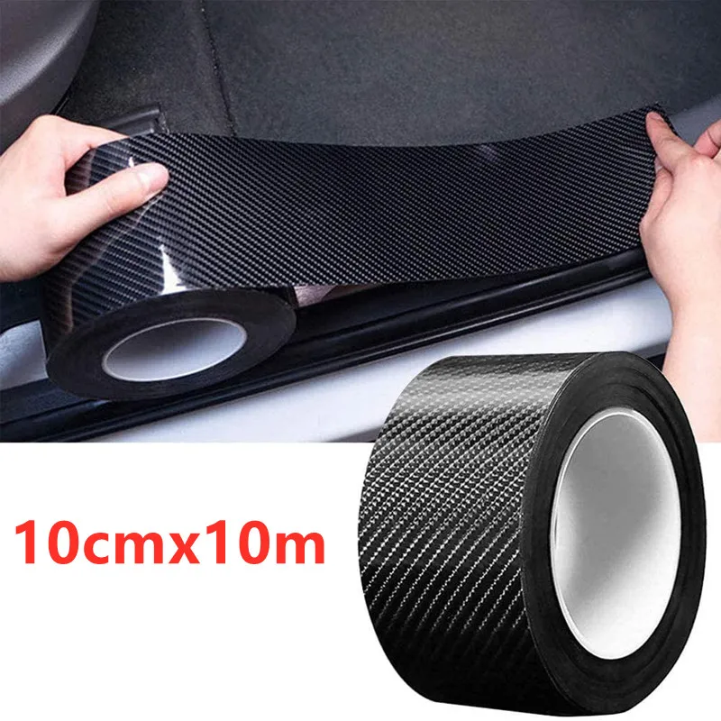 3D Carbon Fiber Car Sticker, DIY Paste Protector Strip, Auto Door Sill Side Mirror, Anti Scratch Tape, impermeável Protect Film, 10 m, 5m