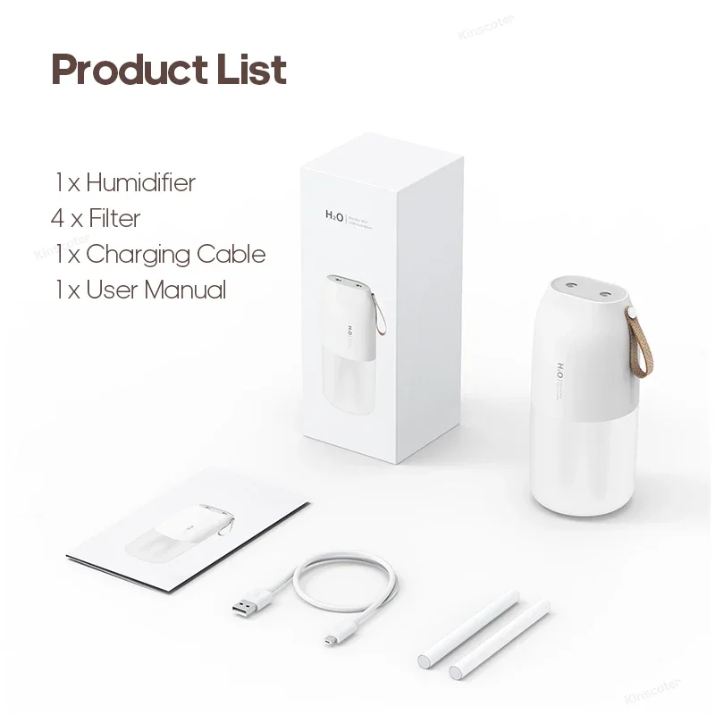 แบบพกพา Double Mist Air Humidifier 300ml Cold Mist Diffuser 2000mAh เครื่องฟอกอากาศรถยนต์ USB Mini Air Freshener Umificador AROMA