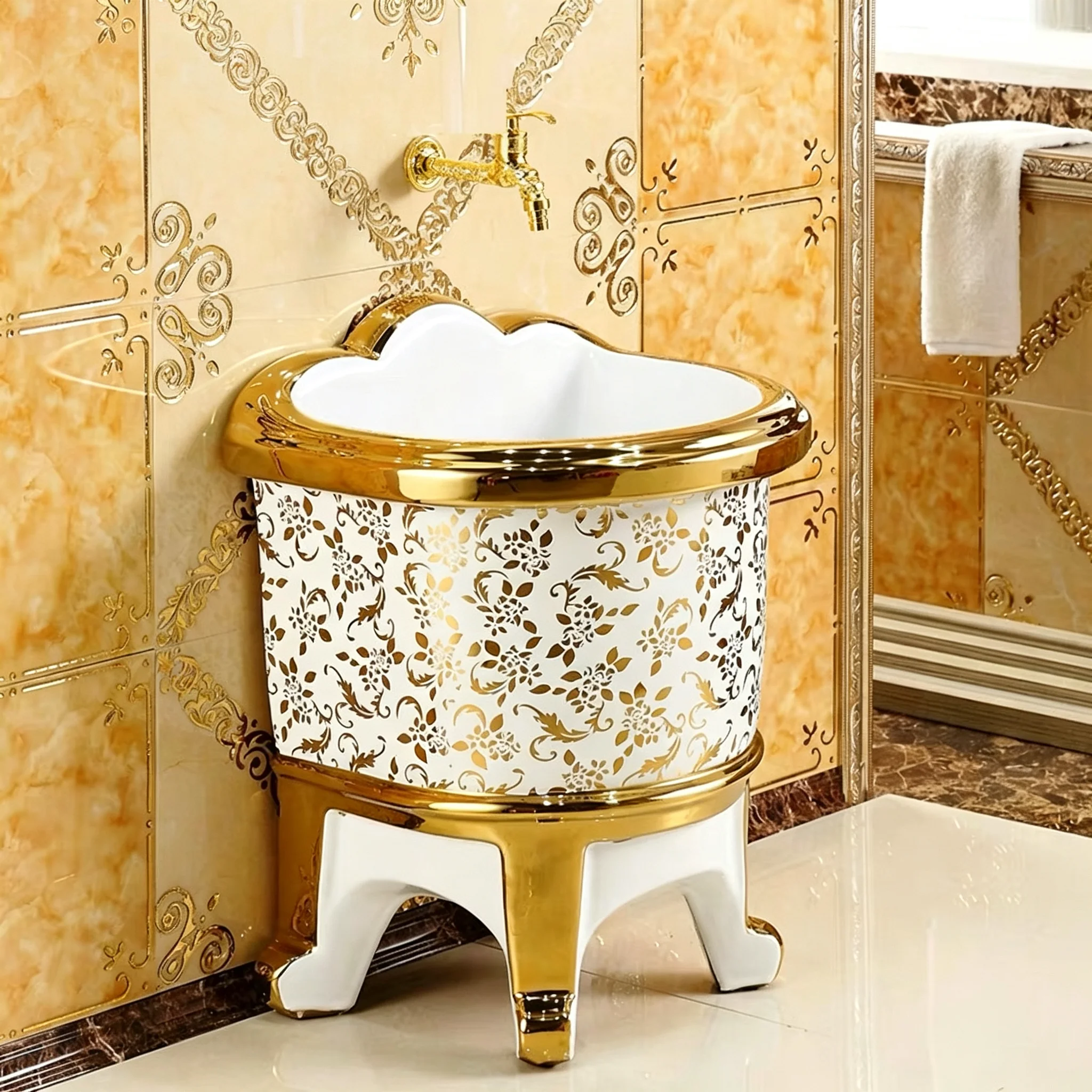 European-style golden mop pool Balcony Color mop pool Color gold Small Ceramic washing