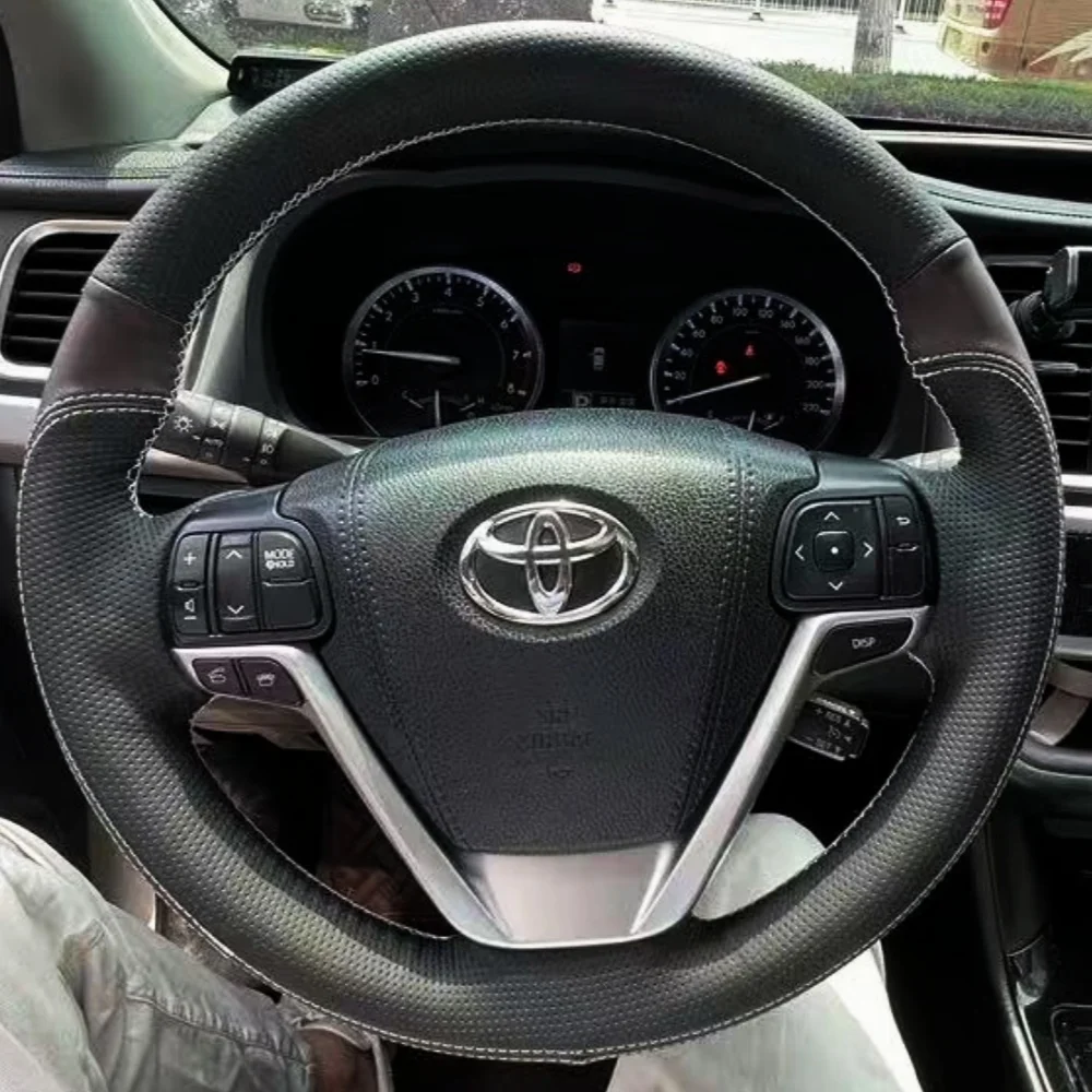 Customization Car Steering Wheel Cover Accessories Hand Sewing Leather For Toyota Highlander 2014 - 2019 Sienna 2015 Auto Parts