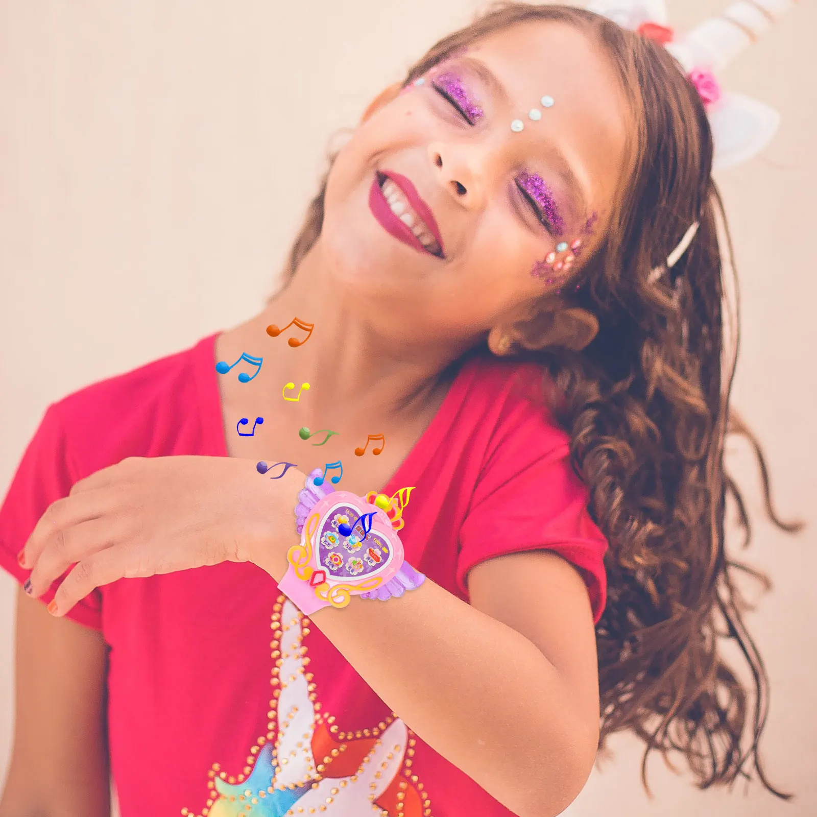 

Музыкальные часы, 2 шт., креативные часы для рассказы историй, блестящие наручные часы с героями мультфильмов, регулируемые, прочные, крутой подарок