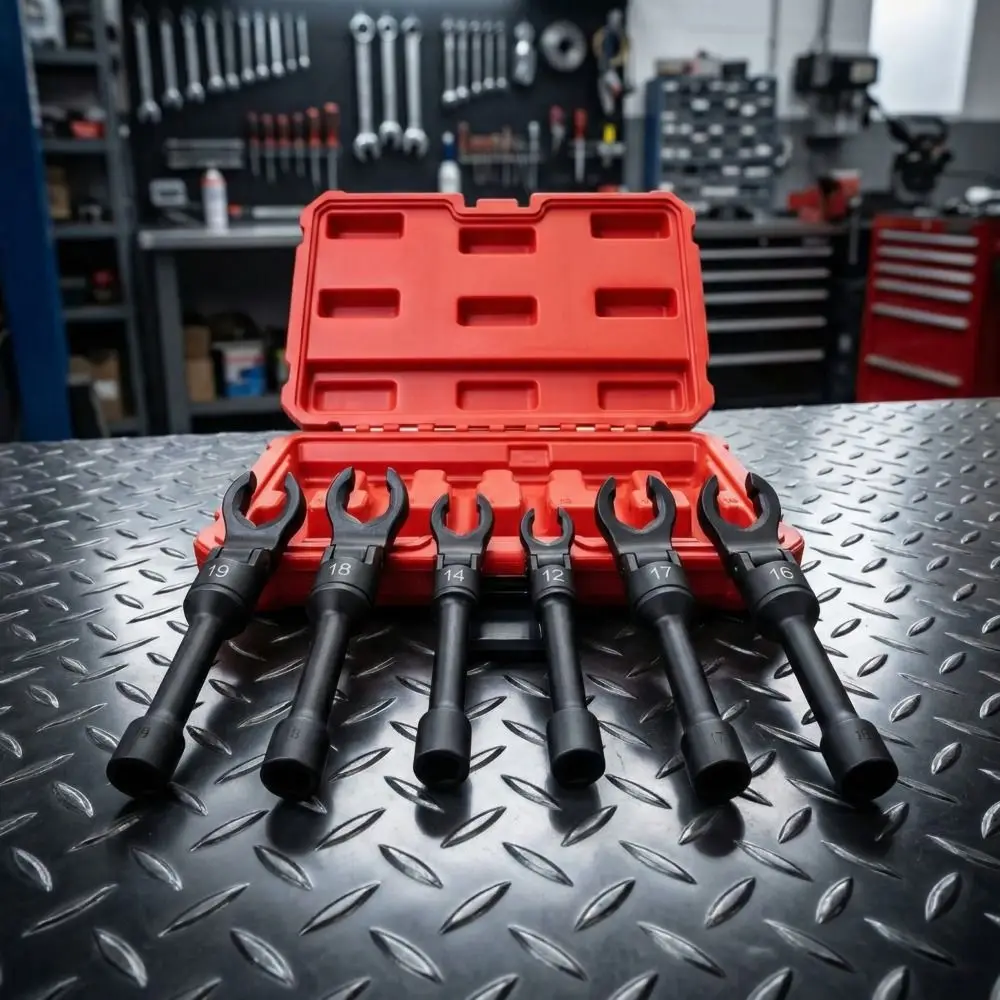 

High-Quality Rotatable Tubing Wrench 6 Pcs Set Universal Head Open-end Wrench Ratchet Mechanism Open Tubing Design