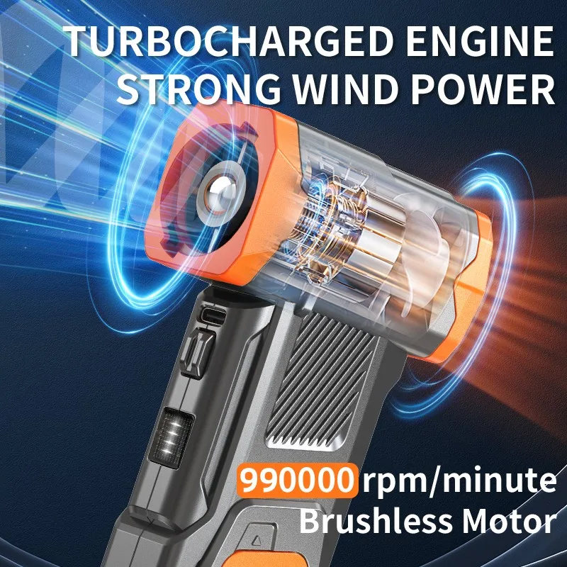 

Turbo Jet Blower 990000RPM Powerful Air Blower Brushless Motor Turbo Fan Wind Speed 58m/s 8000mAh Souffleur Air Puissant Tools