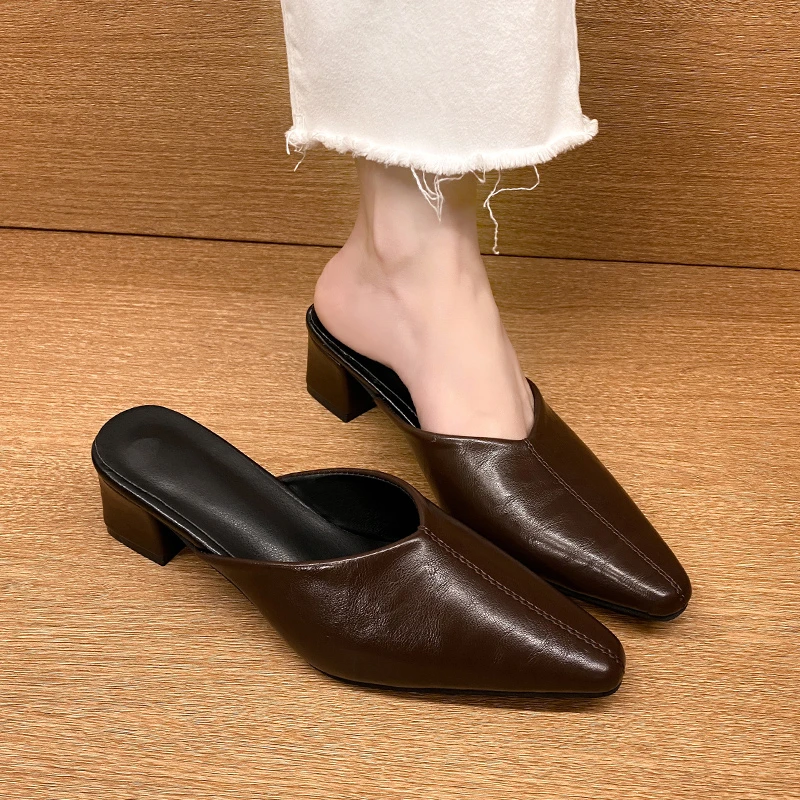 Sandalias de tacón sexy para mujer, mules de diseñador, tendencia 2025, chanclas de verano, sandalias cómodas para caminar, sandalias de vestir para mujer