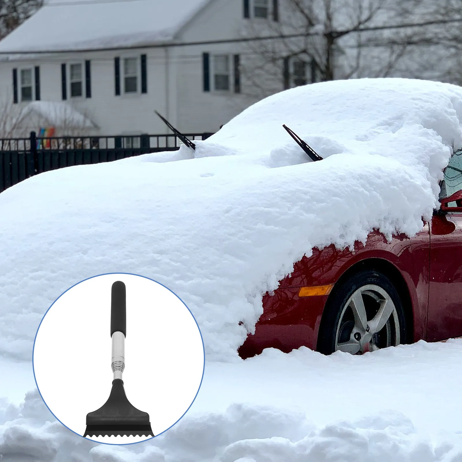 1 Juego de Limpiacristales para Espejo Retrovisor de Coche, Removedor de Nieve, Raspador de Hielo Extensible, Limpiador de Ventanas, Herramienta Antivaho y Antilluvia