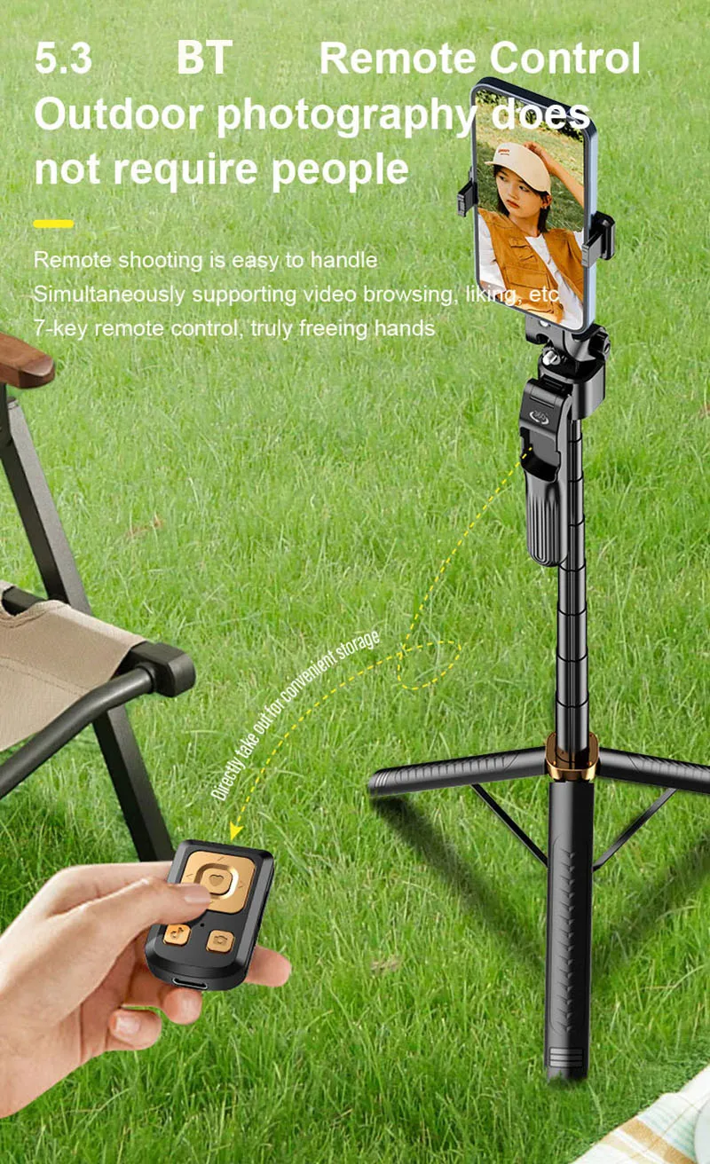 CL11 Tripods 1.8 Meters Humanoid Tracking Selfie Stick with 360 Rotation Remote Control Handheld Gimbal Stabilizer