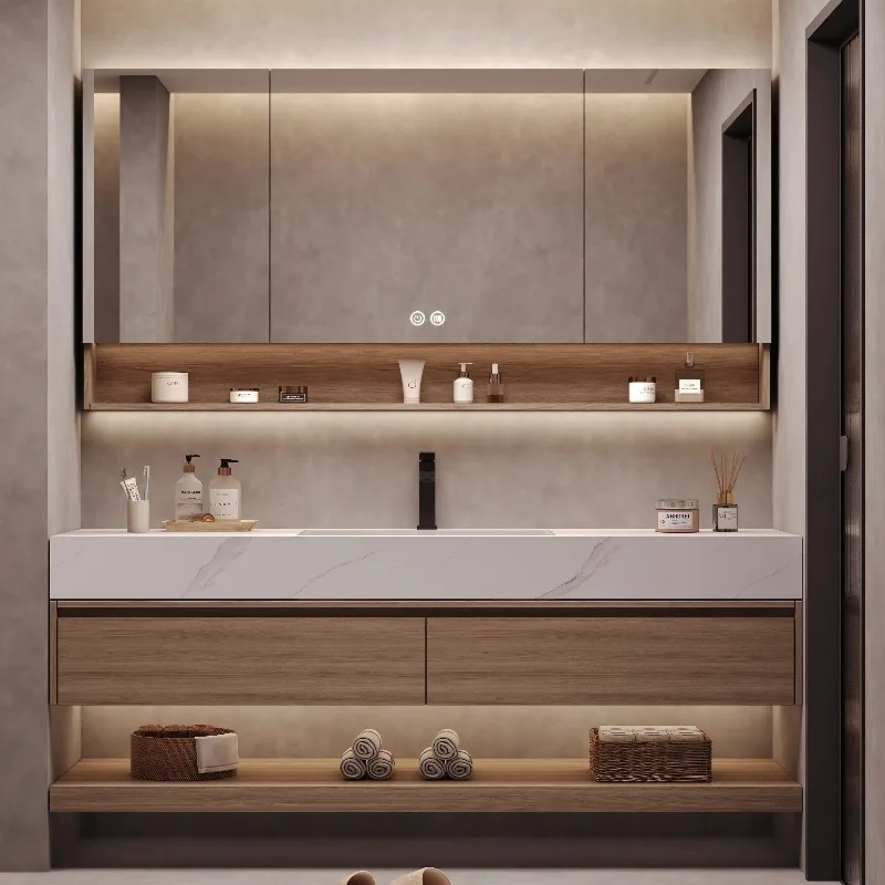 

Luxury Brown Bathroom Cabinet Modern Classic Narrow Mirror Bathroom Cabinet Storage Space Saving Meuble Salle De Bain Furniture