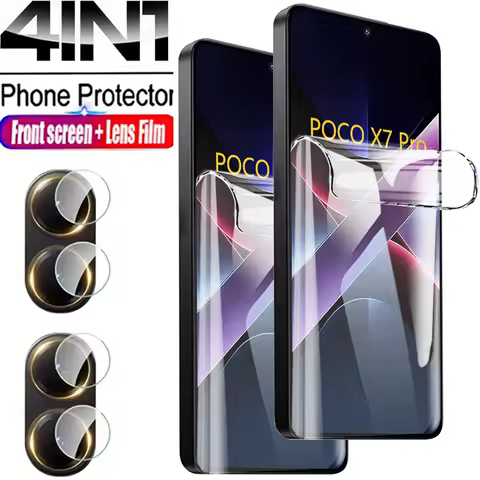4in1 Hydrogel Film For POCO X7 X6 X5 X4 X3 Pro NFC GT Lens Protecte For POCO F7 Ultra M7 F6 F5 M6 Pro C75 C65 Screen Protector