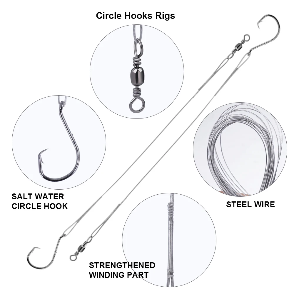20LB-60LB Silver Anti Bite Steel Fishing Line Steel Wire Leader with Barbed Hooks Lead Core Leash Fishing Wire Fishing Accessory