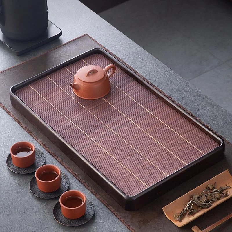 

Retro Chinese Tea Tray Water Collection Tray Small Size Drainage Storage Bamboo Mat Tea Set Tray Household Drainage