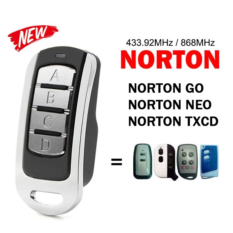 For NORTON GO NEO TXCD Gate Remote Control Garage Door Opener 433.92MHz Electric Gate Transmitter 868MHz