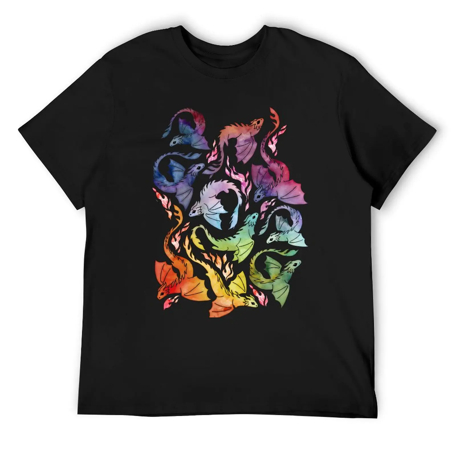 

Dragon fire rainbow T-Shirt anime stuff customs Short sleeve tee plus sizes cotton t shirt men