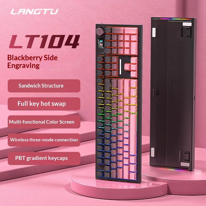 

Langtu Lt104 Mechanical Keyboard With Side Engraving Gradient High Customized Machine Wireless Gaming Rgb Mechanical Keyboard