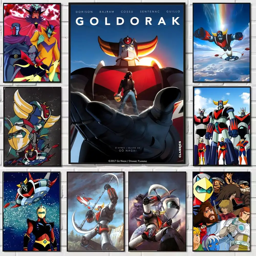 Robot Goldorak-pintura de Anime clásico, póster en lienzo de caligrafía: sin arrugas, resistente al agua, duradera, decoración de pared para todos los espacios