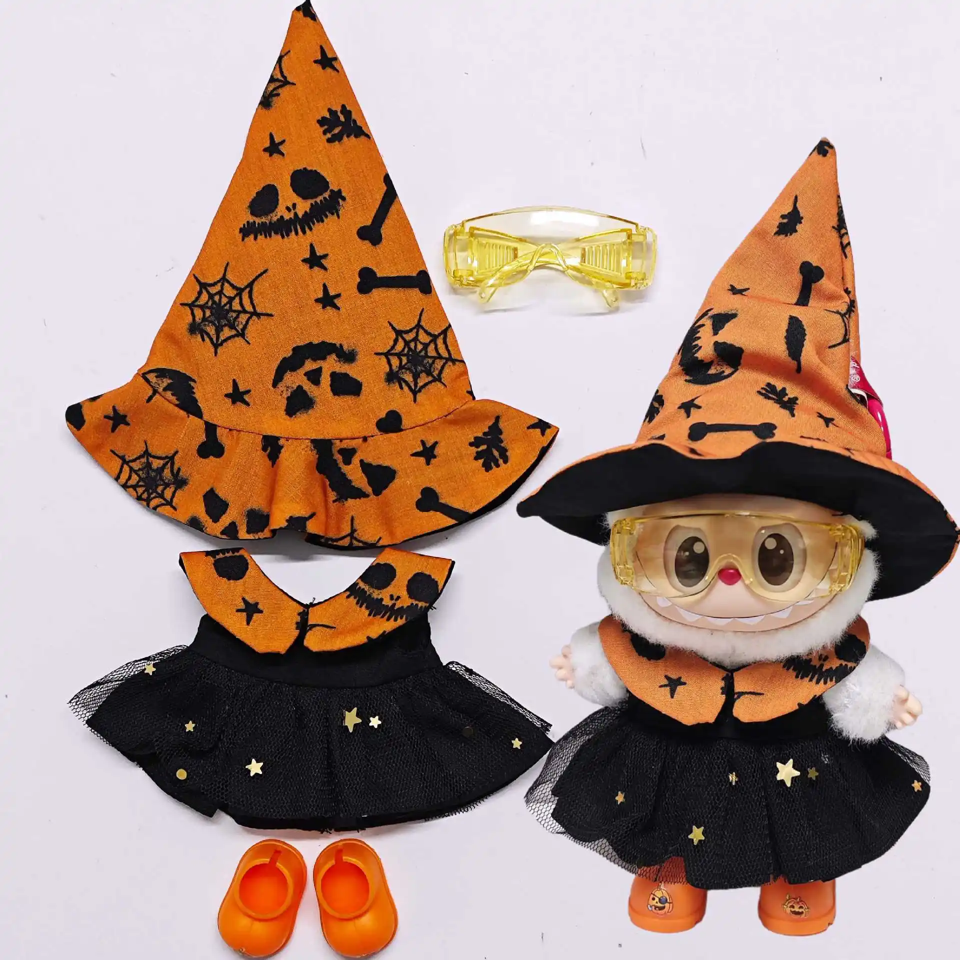 

17cm Labubu 1-3 Gen Doll Outfits | Carnival Party Witch Pumpkin Demon Dress Costume | Clothes for Labubu Accessories